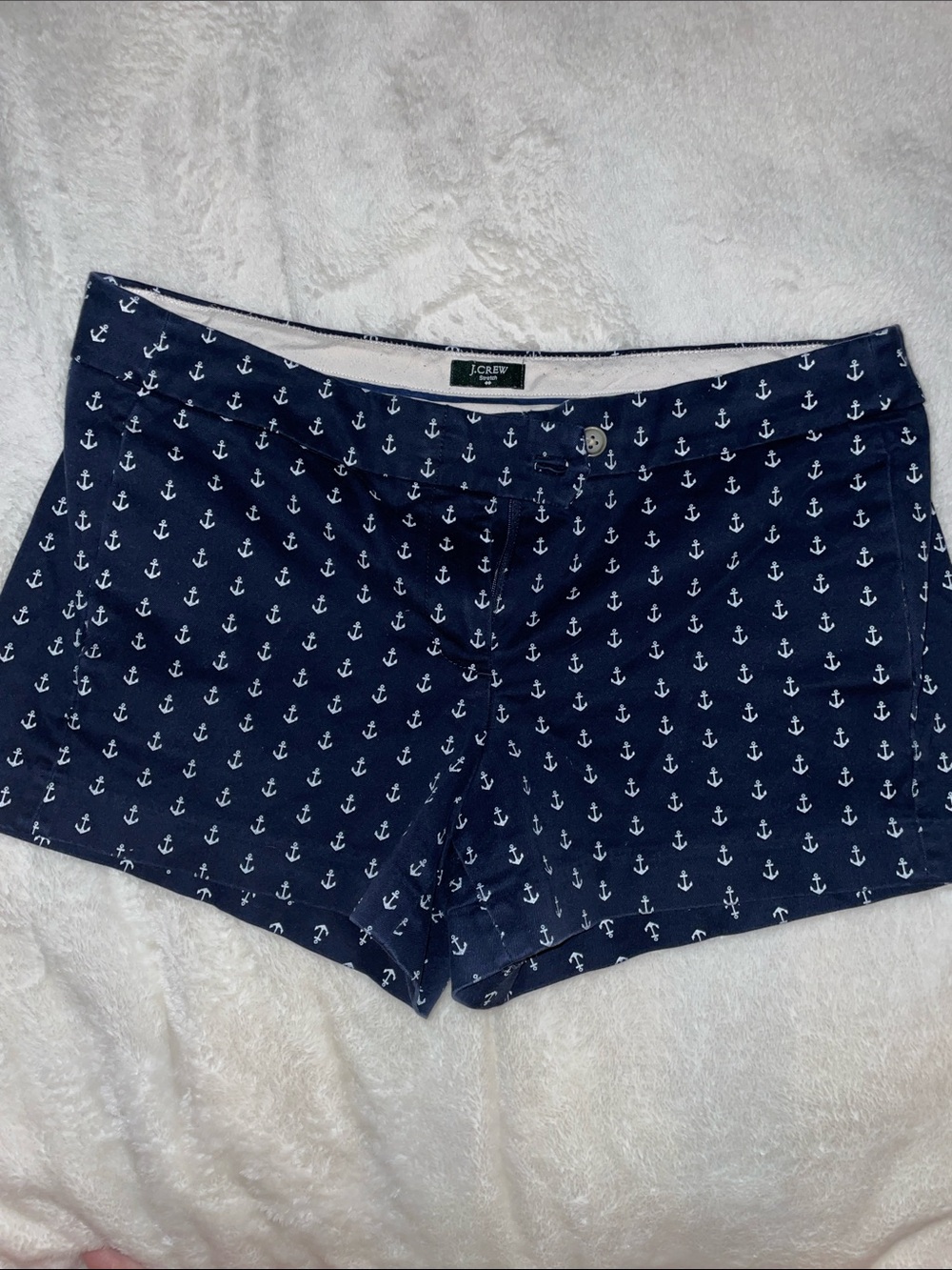 J. Crew Navy Shorts with White Anchor Print sz 10